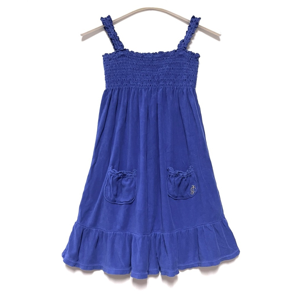 Juicy Couture Girls Youth Terry Velour Sundress Swim Cover SZ 12 Blue Beach USA